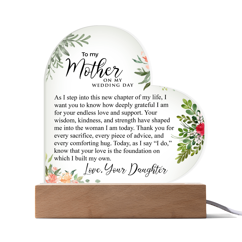 To My Mother | Printed Heart Acrylic Plaque