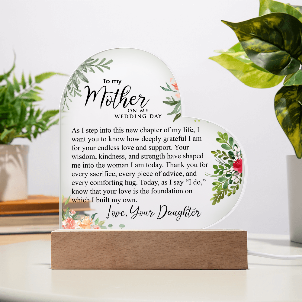 To My Mother | Printed Heart Acrylic Plaque