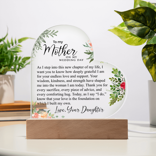 To My Mother | Printed Heart Acrylic Plaque