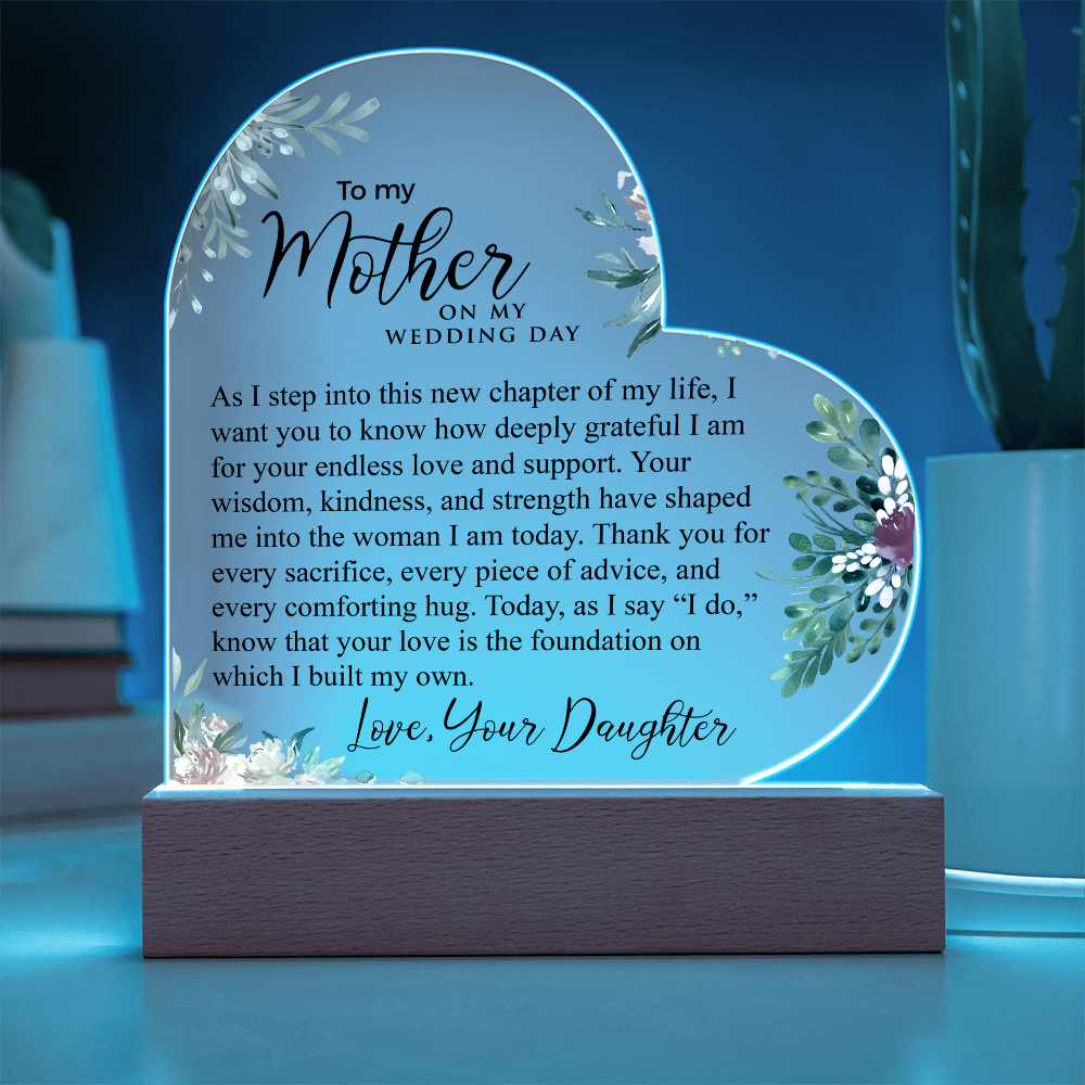 To My Mother | Printed Heart Acrylic Plaque