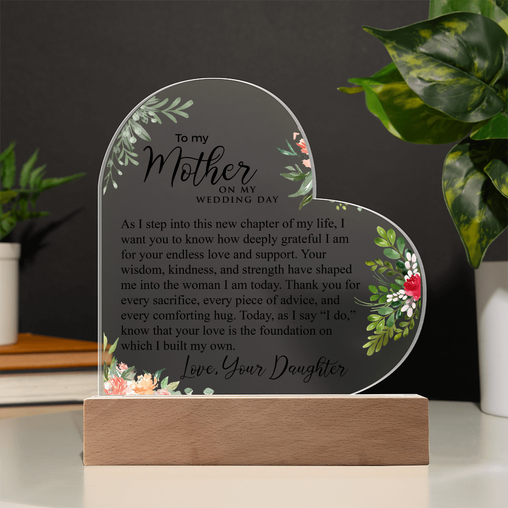 To My Mother | Printed Heart Acrylic Plaque