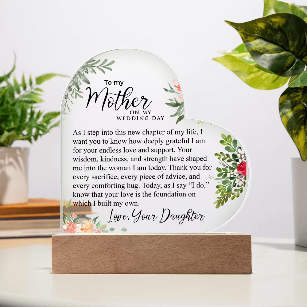 To My Mother | Printed Heart Acrylic Plaque