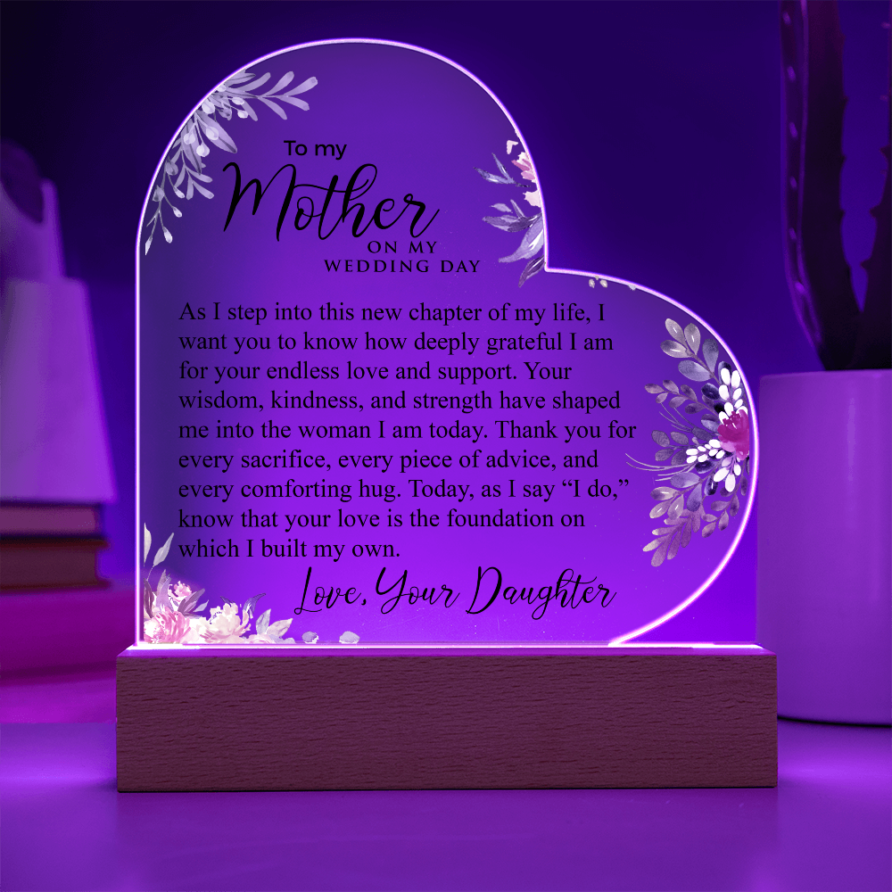 To My Mother | Printed Heart Acrylic Plaque