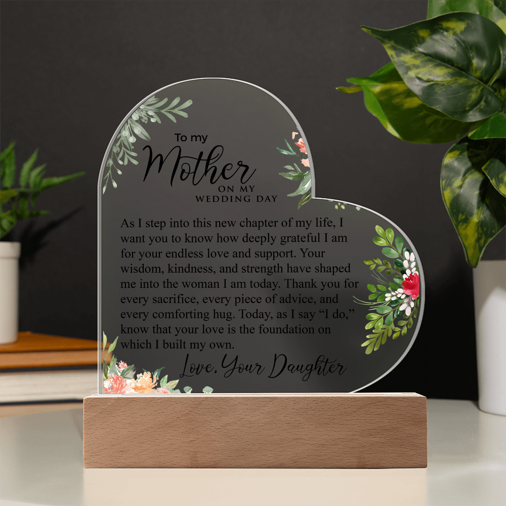 To My Mother | Printed Heart Acrylic Plaque