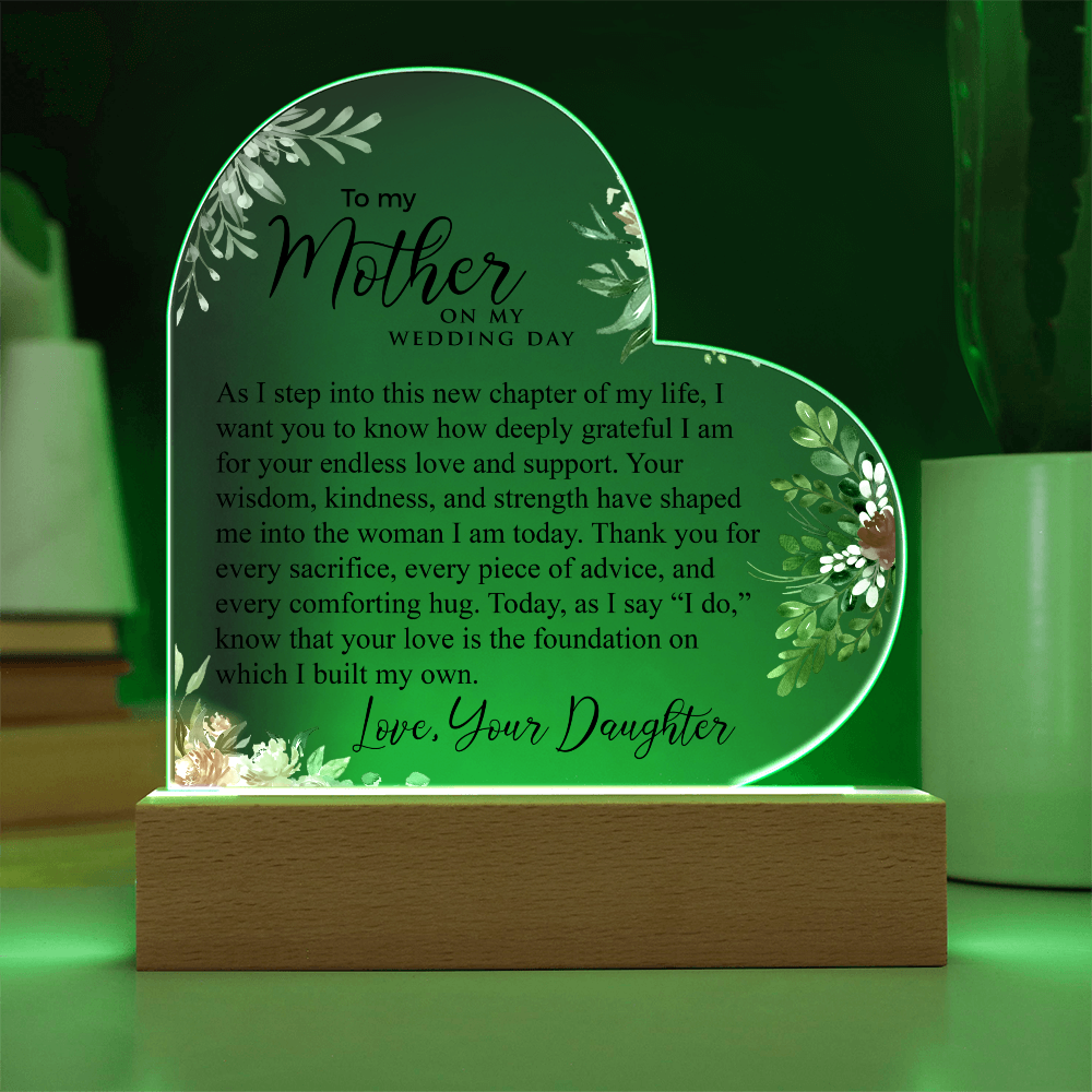 To My Mother | Printed Heart Acrylic Plaque