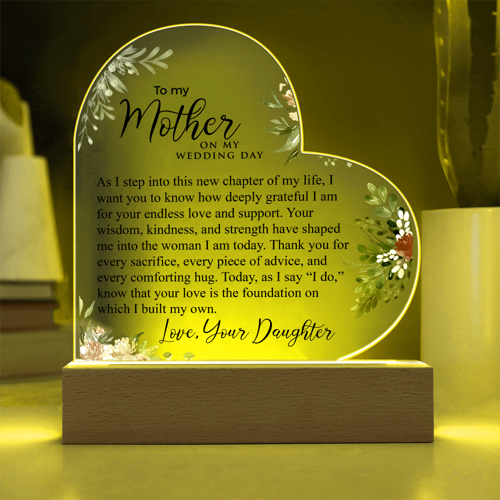 To My Mother | Printed Heart Acrylic Plaque